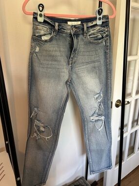 eunina Light Blue Distressed Straight Leg Jeans